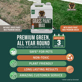PetraMax Max Grass Paint for Lawn - Maintain Perfect Green Grass, Spray for Lawn & Shrubs Green Spray, Paint Pair with Petra Sprayers - Touch up Dog Spots - Non-Toxic Safe for Pets (Premium, 1 Gal)