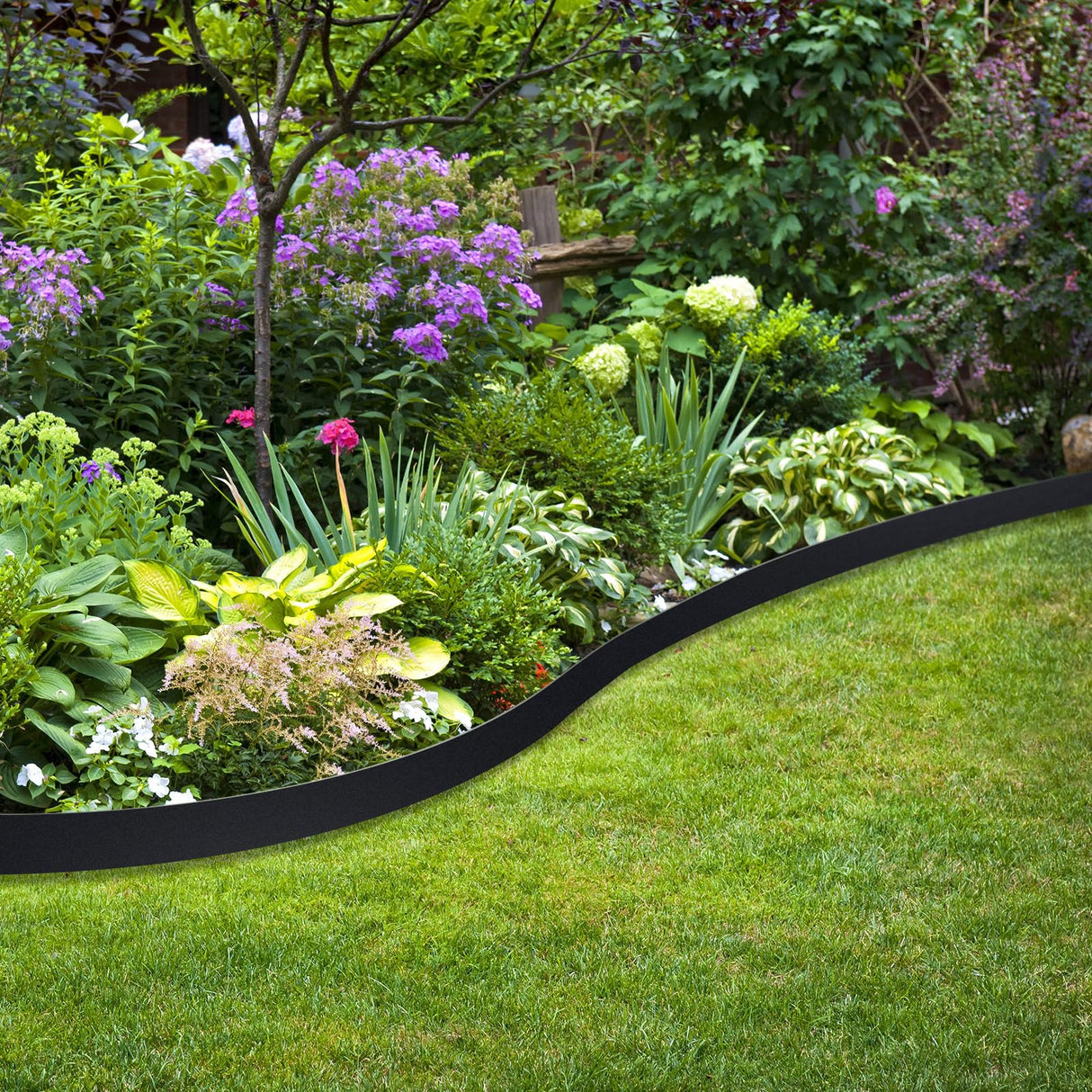 Sintuff 246 ft Garden Landscape Edging 2 Inch Tall Lawn Edging Border with 216 Anchoring Spikes Flexible Straight Top Garden Border Lawn Roll Kit(Black)