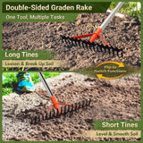 CKLT 62 Inch Garden Rake with 17 Tempered Spring Steel Tines