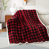 BEAUTEX Sherpa Fleece Flannel Blanket Twin Size, Super Soft Warm Buffalo Plaid Plush Microfiber Blankets, Cozy Fuzzy Christmas Blanket for Couch Sofa Bed (Red, 60" x 80")