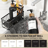 Cisily Kitchen Dish Soap Dispenser Set with 2 Pack 16.9oz Black Glass Bottle and Sponge Holder, Dish Soap Dispensers with Adjustable Sponge Holder, Vintage Hand and Dish Soap Dispensers Set