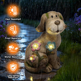 Smadeer Solar Dog Garden Statue with Light, Cute Outdoor Dog Decoration for Yard, Patio, Lawn Balcony, Animal Figurines Housewarming Gardening Gift, Crafted Gifts for Mom Women