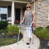 Carex Lightweight Folding Walker for Seniors, Portable Medical Walker with Adjustable Height, 30-37 Inches, Mobility Aid for Adults, Elderly, and Handicapped, Foldable, Stainless Steel Frame