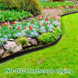 Landscape Edging Border No Dig - 40FT 2IN Tall Garden Edging Border with 40 Stakes, Plastic Garden Fence Lawn Edging Flexible for Landscaping, Flower Beds, Yard, Pathway with Connectors