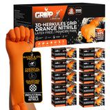 GRIPXX Herkules Grip Heavy Duty 8Mil Orange Nitrile Gloves,3D Raised Diamond Texture-Latex & Powder Free-Industrial, Mechanic (10, Large)