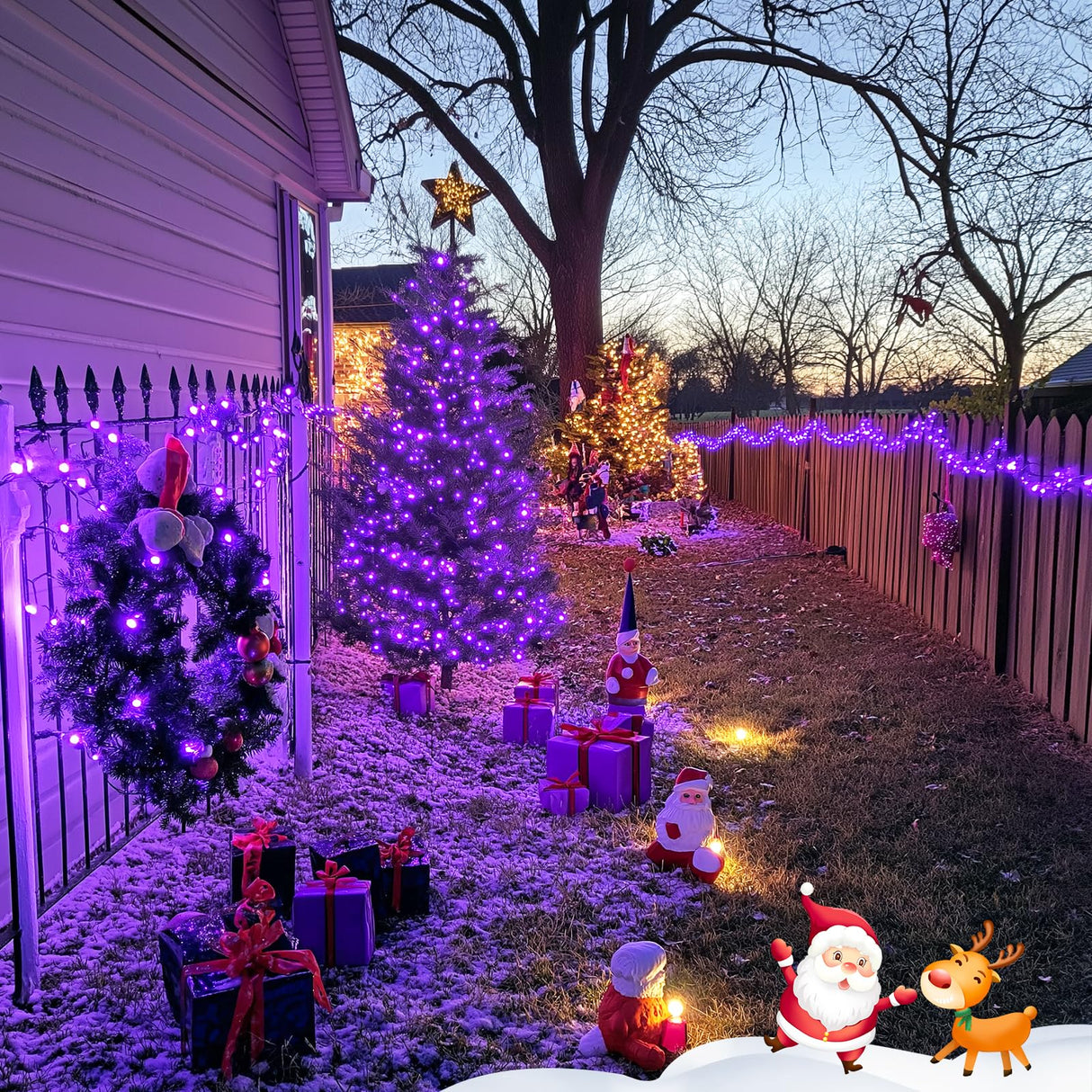 JMEXSUSS 250 LED Halloween String Lights, 91.5ft Purple Halloween Lights Outdoor Waterproof, 8 Lighting Modes Connectable Christmas Tree Light for Yard Patio Party Holiday Decorations