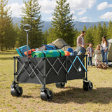 48" XL Collapsible Wagon Cart, 560 lbs Capacity Heavy Duty Folding Wagon with 7" All-Terrain Wheels, Foldable Utility Wagon for Camping, Garden, Shopping, Sports & Moving