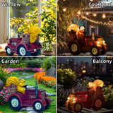 YUETJIN Solar Lighted Squirrel's Farm Tractor Statue