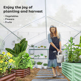 Outsunny 20' x 10' x 7' Outdoor Walk-in Greenhouse, Tunnel Green House with Roll-up Windows, Zippered Door, PE Cover, Heavy Duty Steel Frame, White