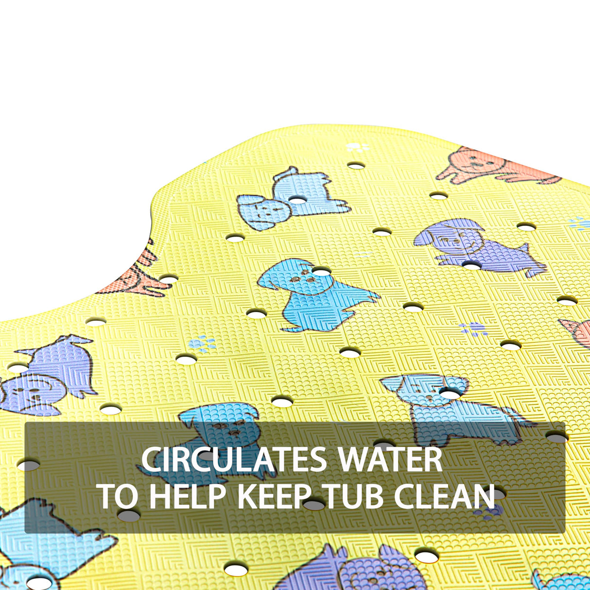 YINENN Bath and Shower Safety Mats 40x16 inch, Non Slip with Suction Cups for Bathroom Stall and Tub Floor, Extra Large and Machine Washable, Drain Holes Keep Bathtub Clean, Colored Dogs