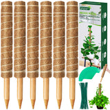 EAONE 96'' Moss Pole for Plants Indoor, 6 Pack 16” Monstera Plant Support Moss Stick for Climbing Plants, Stackable Coir Totem Pole Monstera Stakes with 12 Plant Labels & 100 Ties for Potted Plants