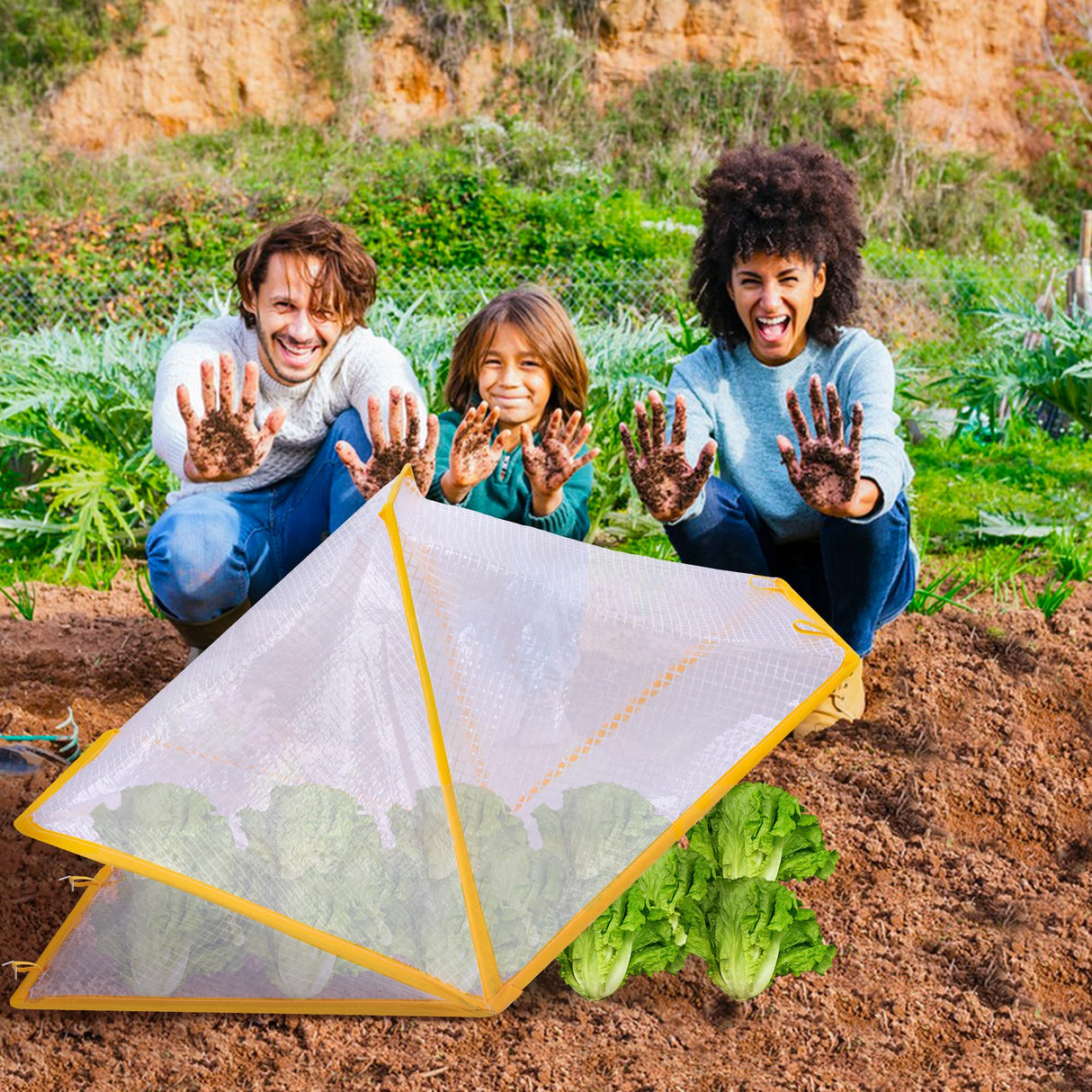 2 Pcs Garden Row Accelerator Plants Cover, 32" x 13" x 14" Foldable Raised Garden Beds Vegetable Rows Plant Protector, Plant Net Cage Guard Greenhouse Cover for Protect Vegetable Fruit from Animal
