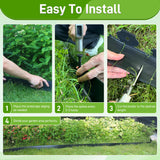 Quibbay 2 Inch x 50FT Landscape Edging Border with 75 Anchoring Spikes, No Dig Garden Border Edging Kit, Plastic Lawn Edging Border for Landscaping Garden Flower Beds Lawn Yard Paver Pathway, Black