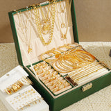 17 MILE 78 Pieces Gold Jewelry Set for Women, 9 Necklace, 24 Bangle Bracelet, 22 Earrings, 23 Knuckle Rings Ties Gold Plated Jewerly set for Women Gift