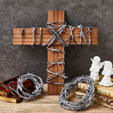 Taiyin 4 Pcs 32.8 Foot Fake Rusted Barbed Wire Decoration Halloween Plastic Faux Barb Wire Prop Western Decor for Cowboy Christmas Party (Silver)