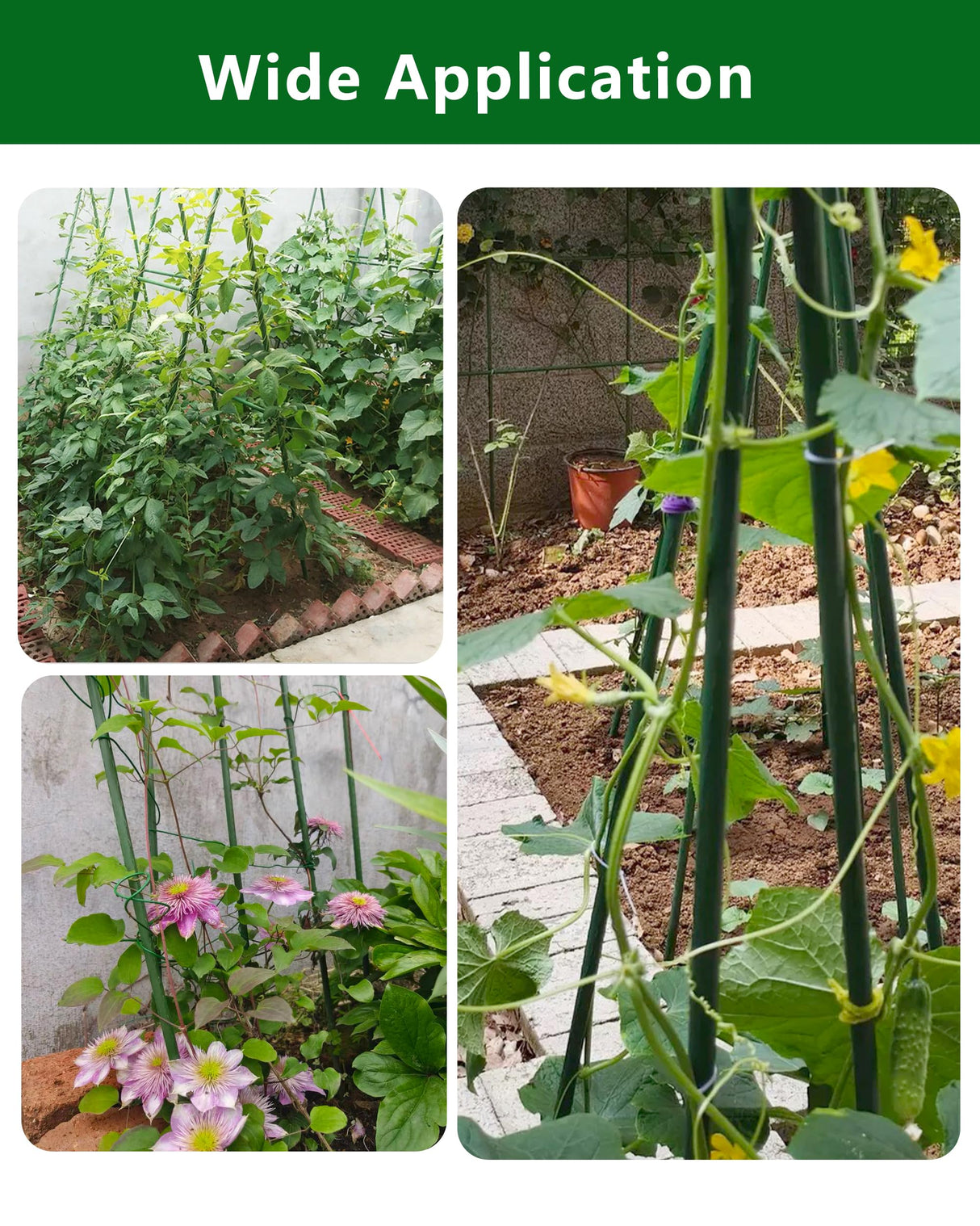 3ft Garden Stakes, Plastic Coated Steel Plant Stakes for Climbing Plants 25pcs