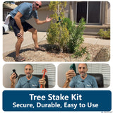 Tree Stake Kit – Heavy Duty Tree Stakes and Supports for Leaning Trees – Metal Stake for Straightening Kit with 3 Set Tree Stakes, for Staking and 13.12 Feet Tree Rope