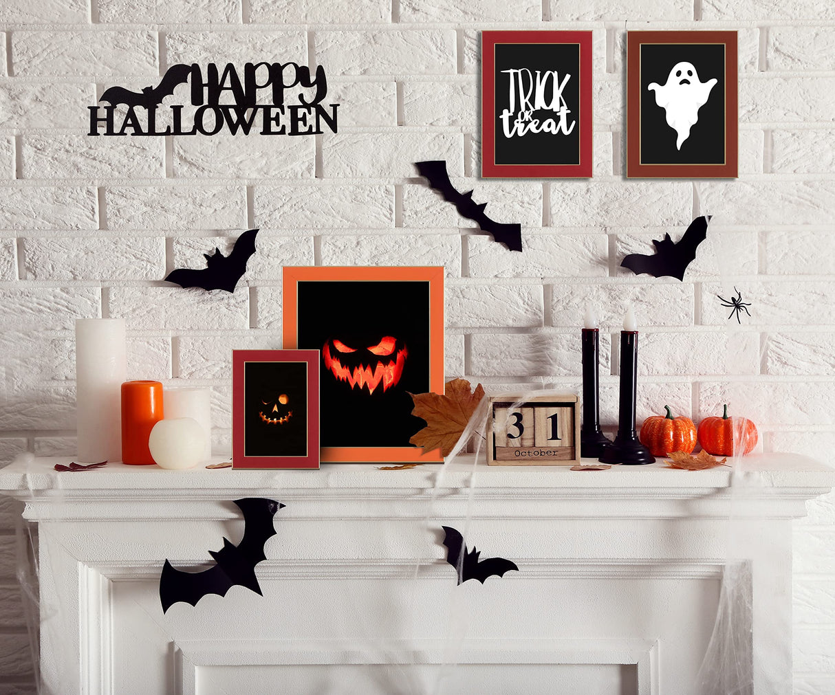 VIOLABBEY 5x7 picture frame set of 4, Modern photo frame with HD Real Glass, Family Friends Gift for Halloween and Christmas, Wall Mounted or Tabletop Display