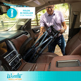 Stander Wonder Rollator, Lightweight Folding Space Saver Mobility Rolling Walker for Seniors and Adults, 6-inch Wheels, Locking Brakes, and Padded Seat with Backrest, Black Walnut