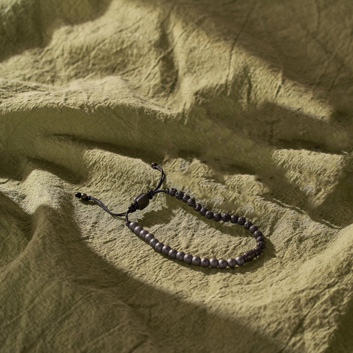 Fossil Men's Beaded Bracelet, Men's Bracelets, Color: Hematite, Lava