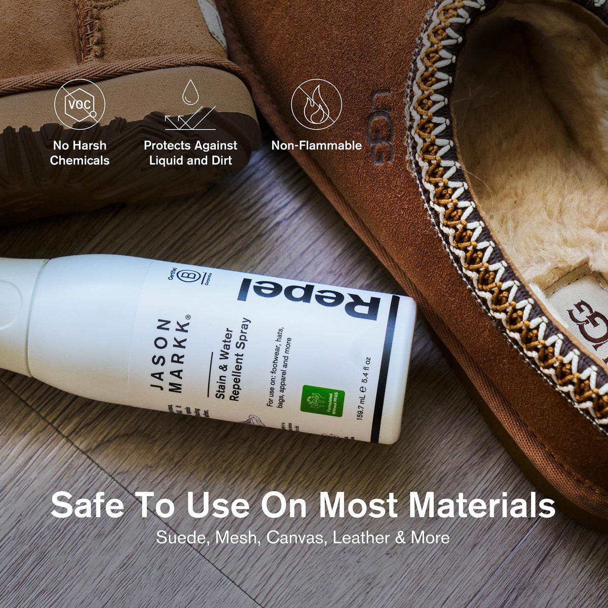 Jason Markk Shoe & Sneaker Protector Repel Spray, Water & Stain Repellent for Shoe and Sneaker Care, Non-Aerosol Footwear Protector Spray, Safe for Leather, Suede, Nubuck, Cotton, Knits, 5.4oz