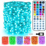 BrizLabs Christmas Fairy Lights - 66ft 200 LED Color Changing Fairy Lights with Remote, Plug-in RGB Rainbow Xmas Twinkle Light Indoor Purple Orange Starry Light for Xmas Halloween Home Party Wedding