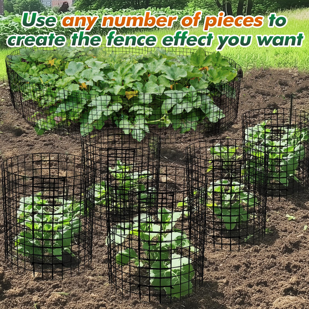 12-gauge Wire Pre-Bent Quick Setup Plant Protectors from Animals -14''H *13''Dia Chicken Wire Plant Cages to Keep Rabbits Deers Squirrels Out, Garden Bunny Barricades with Zip Ties Stakes, 10Pack