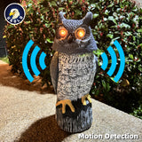 Ugold Solar Powered Garden Owl with Motion Detection, Rotating Head, Realistic Hoots and Silent Mode, Outdoor Statue and Sculpture, Owl Decoration for Home, Garden, Patio and Lawn