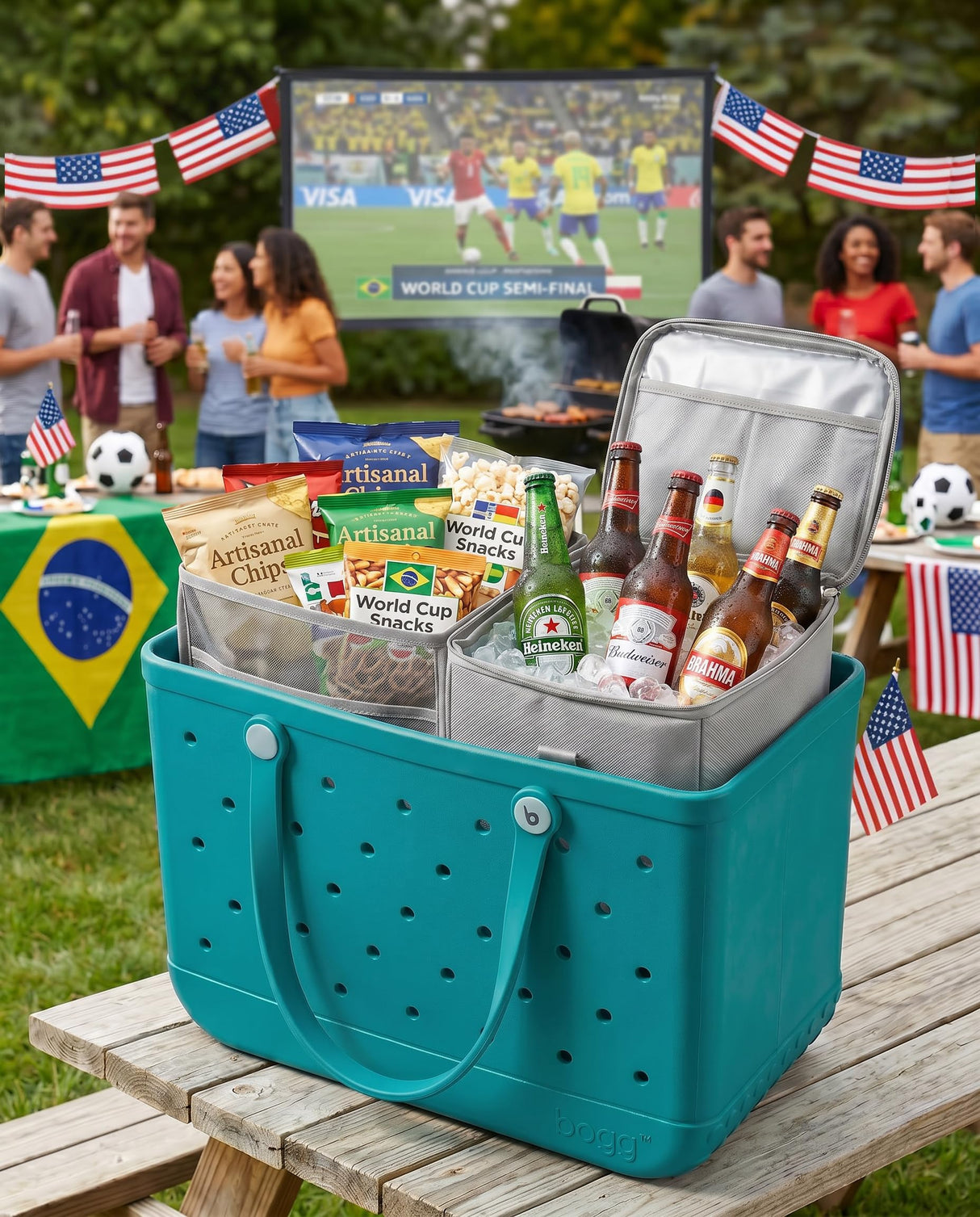 2-in-1 Cooler Organizer Insert for X Large Bogg Bag Accessories, 2-in-1 Dry-Wet Separate Tote Insert with Leakproof Cooler&Mesh Storage Bag,Bogg Bag Accessories for Beach,Camping,Picnic,Travel (Grey)