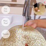 Snowkingdom Round Gold Placemats Set of 12, Gold Vinyl Metallic 15 Inch Round Placemat, Washable Wipeable Hollow Place Mats Non Slip Dining Table Mats for Halloween Wedding Party Christmas Decoration