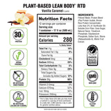 Lean Body Ready-to-Drink, Plant-Based Vegan Vanilla Caramel Protein Shake, 30g Protein, No Artificial Flavors, Sweeteners or Colors, Non GMO, Gluten Free, Premium Pea & Rice Blend (Pack of 12)