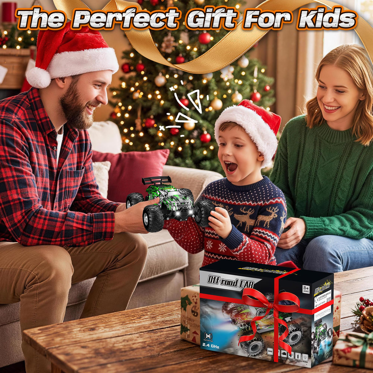 Remote Control Car All-Terrain 1:18 Rc Car with LED Lights 2 Batteries