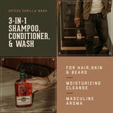18.21 Man Made Original Spiced Vanilla 3-in-1 Body Wash, Shampoo, & Conditioner for Men, All Hair & Skin Types, Strengthens and Moisturizes in a Manly Aroma, 32oz