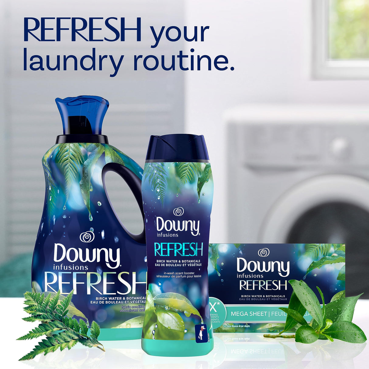 Downy Infusions In-Wash Scent Booster Beads, Refresh, Birch Water & Botanicals, 24 oz