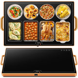 Warming Mat for Food (XXL32 x18), Warming Trays for Buffets Party and Daily Use, Temperature Control Food Warmer, Full Surface Tempered Glass Top Heating Food Warming Mat, Black Electric Warming Tray