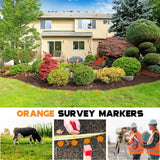 Silkfly 8 Pcs 6.7 Inch Survey Stakes Property Line Markers Low Profile Heavy Duty Hi-vis Orange Stakes Building Line Marker for Garden Lawn Landscape Edging Weed Barriers