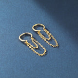 Reffeer Solid 925 Sterling Silver Minimalist Cuff Earrings Chain for Women Teens Cartilage Wrap Earrings Helix Cuffs (B-18K Gold)
