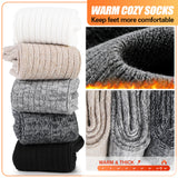 Sandsuced Womens Slouchy Boot Socks Winter Warm Cozy Slouch Scrunch Winter Fuzzy Fluffy Crew Socks 5 Pairs Gifts Stocking Stuffers(Black/Dark Grey/Light Grey/Khaki/White, M)