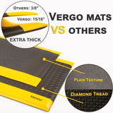 Vergo Industrial 15/16” Extra Thick Anti Fatigue Mat - Heavy Duty Commercial Grade Diamond Plate Ergonomic Standing, Non-Slip Black with Yellow Anti Fatigue Floor Mat for Work, Shop (1-Pack 3' x 5')
