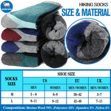 MOGGEI Merino Wool Hiking Socks for Men Warm Thermal Winter Cozy Work Crew Socks Gifts Stocking Stuffers 5 Pairs (Dark Pinstripes A,L)