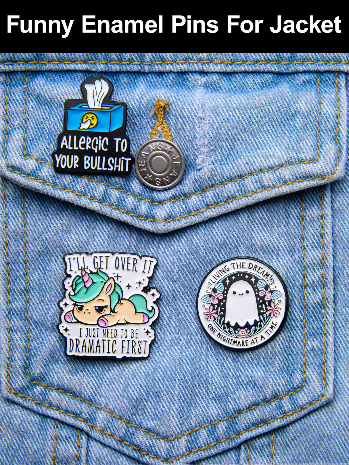 Funny Enamel Pins for Adults – Metal Humorous Sarcastic Pins for Backpacks, Jackets & Hats – Gift for Coworkers & Friends (Funny)