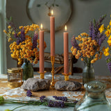 West Ivory 6 Pack, 10" LED Flameless Brown Tan Fluted Ribbed Grooved Taper Candles, Remote & 24h Timer Memory, On/Off Button, Dimmable, Flicker Mode, Battery Operated, Christmas Menorah Wedding