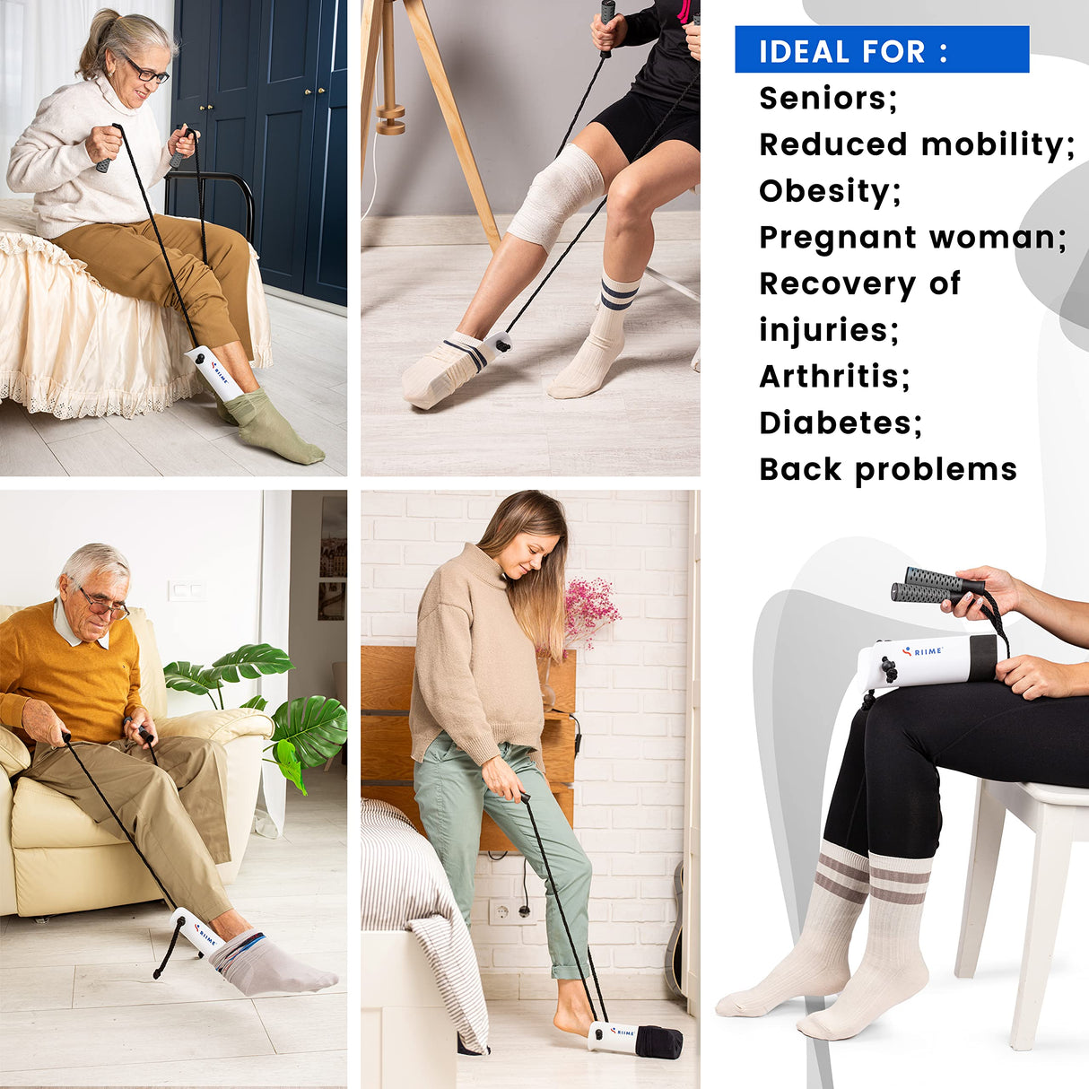 SOKELP-Sock Aid for Putting On Socks-Sock Aid-Ergonomic Handles-Sock Assistant Device No Bending-Hip Kit-Disability Aids for Elderly & Pregnant-Sock Helpers to Put On Your Socks for Seniors