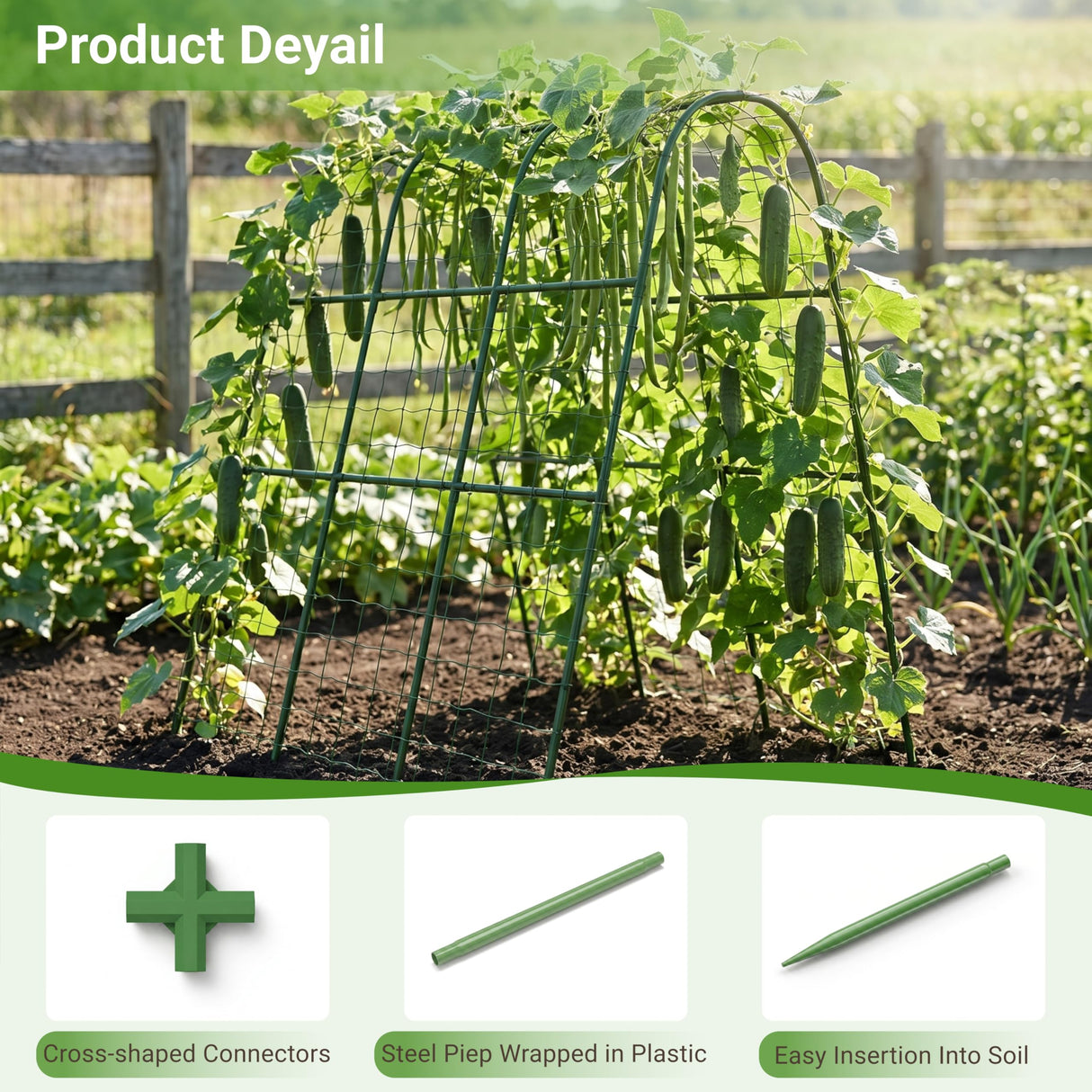 Cucumber Trellis for Raised Bed, U-Shape Arch Metal Garden Trellis for Climbing Plants, Heavy Duty Plant Trellis Outdoor, Easy Assembly Rustproof Trellis for Vines (U Frame Trellis)