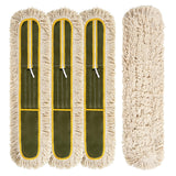 4-Pack 36'' Universal Microfiber and Cotton Mop Pads – Loop End - Easy Zipper - Compatible with Industrial Dust Mops – Reusable Replacement Heads for Commercial Floor Cleaning & Janitorial Supplies
