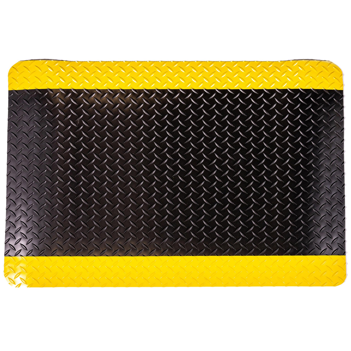 Durable Corporation-442S Vinyl Heavy Duty Diamond-DEK Sponge Industrial Anti-Fatigue Floor Mat, 2' x 3', Black with Yellow Border
