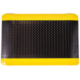 Durable Corporation-442S Vinyl Heavy Duty Diamond-DEK Sponge Industrial Anti-Fatigue Floor Mat, 2' x 3', Black with Yellow Border