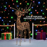 Alpine Corporation | 35" Outdoor Rattan Reindeer Decoration with 60 White LED Lights – Lighted Christmas Lawn & Yard Décor, Weather-Resistant Holiday Display