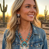 12 Pairs Western Earrings Jewelry for Women Vintage Boho Earrings Oval Turquoise Dangle Earrings Cowgirl Country Concho Dangling Jewelry Set (12 Pairs Western)