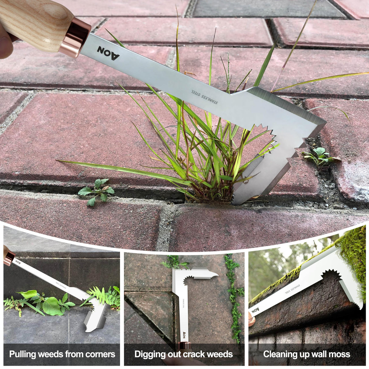 AON 2-Pack Crack Weeder & Root Remover Tool Set for Patios and Gardens